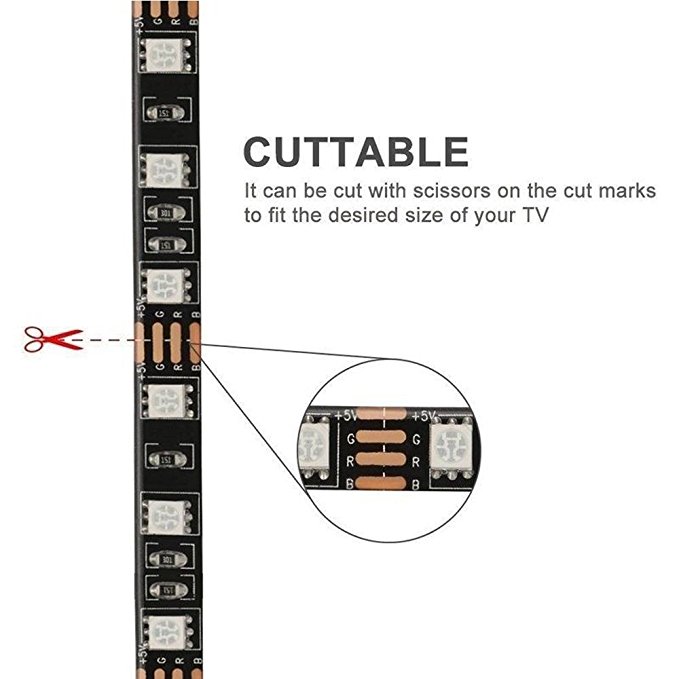 2M Waterproof USB LED Strip Lights RGB 5050 TV Bias Background Lighting with 17 Keys RF Wireless Remote Controller