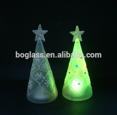 Newest Glass Led Christmas Tree with Light Base For Holiday Decoration