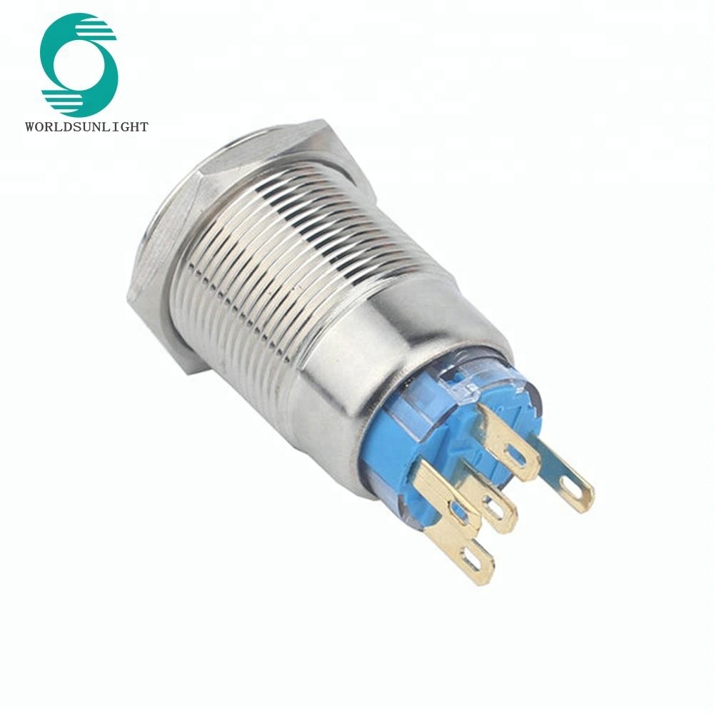 19mm BLUE LED 3V 5V 12V 24V 220V Stainless Steel Waterproof Car Auto Metal Momentary Push Button Switch