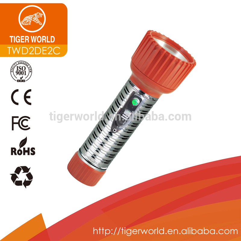 Tiger World dry battery hand torch light dimming flashlight with side switch