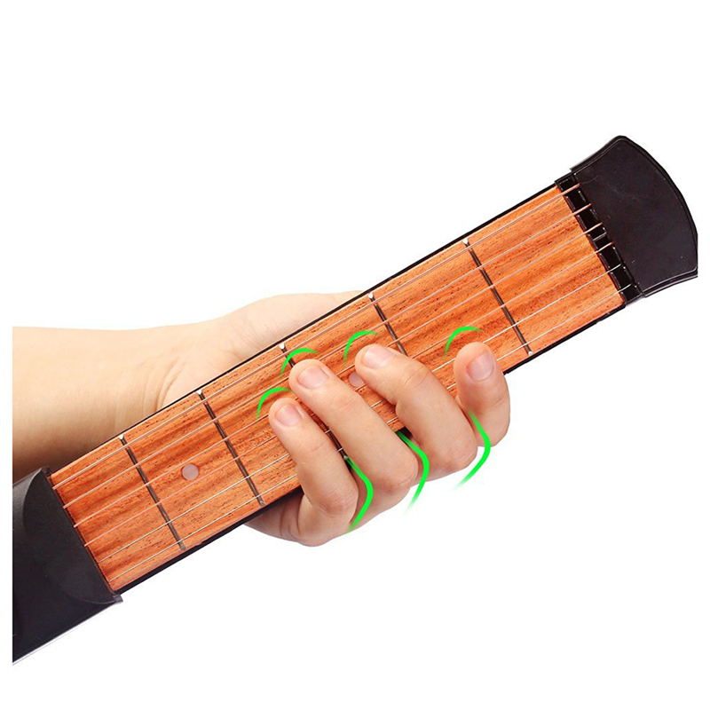 Hot Sale New Portable Pocket Guitar 6 Fret Model Wooden Practice 6 Strings Guitar Trainer Tool Gadget For Beginners