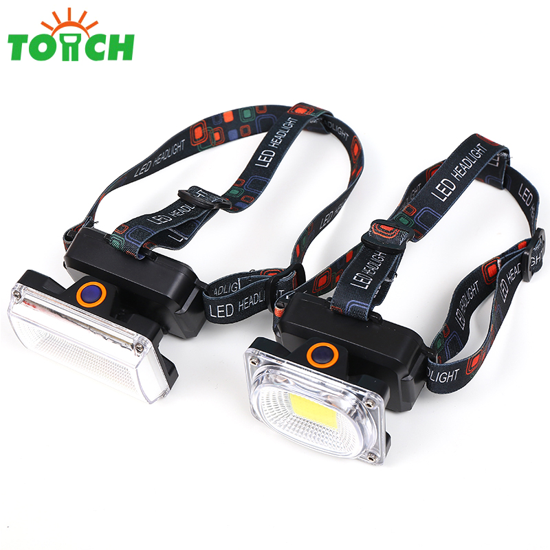 Plastic COB led headlamp bright portable led head torch rechargeable cap light