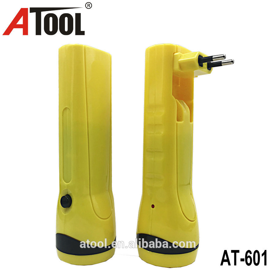 Atool rechargeable Brazil plug torch LED flashlight plastic rechargeable torch