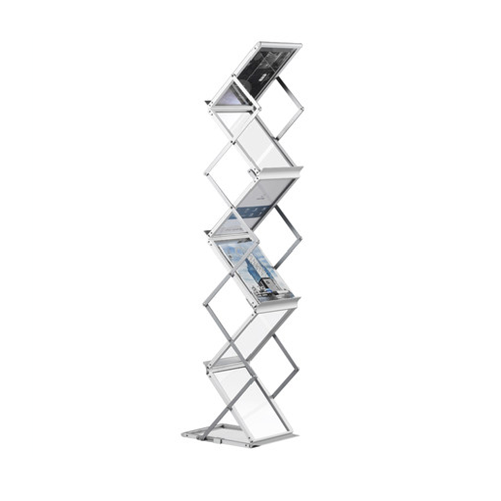 Fold-up Reusable  magazine rack acrylic display stands and stands A4 Z Shape Catalog Brochure free standing display rack