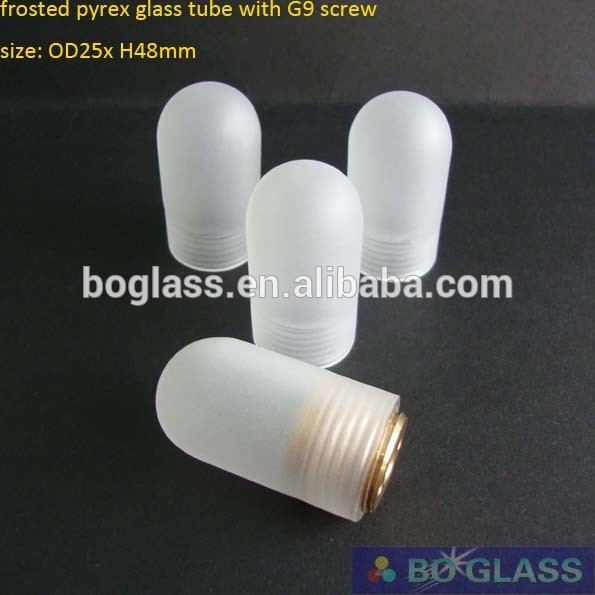 frosted borosilicate 3.3 glass tube with inner thread for lighting