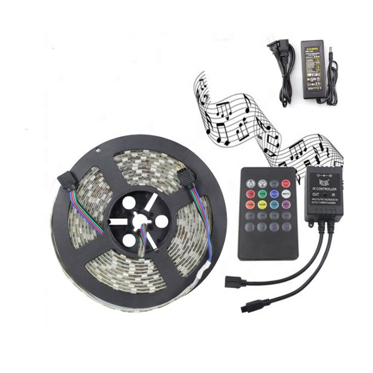 12V5050LED patch light with drip adhesive waterproof RGB seven-color highlight light bar 5M set with music controller