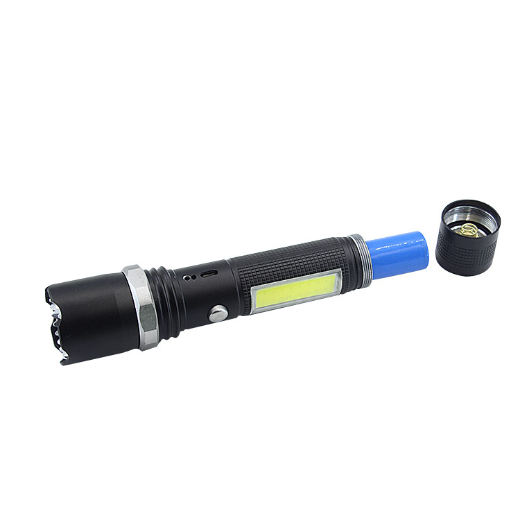 Rechargeable LED Tactical Strong Light LED Flashlight With T6 + COB Side Light