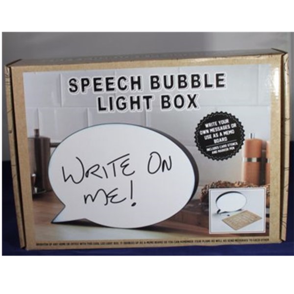 GREAT PRESENT Speech Bubble Light Up Box Message Board with Pen, Stencils, Personalised