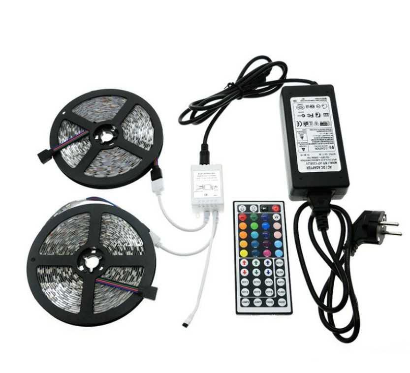 hot sale New Full Kit,5m 10m 20M 30M 5050 RGB LED Strips Light  with Power Adapter and 44 Key Remote LED Strip Kit