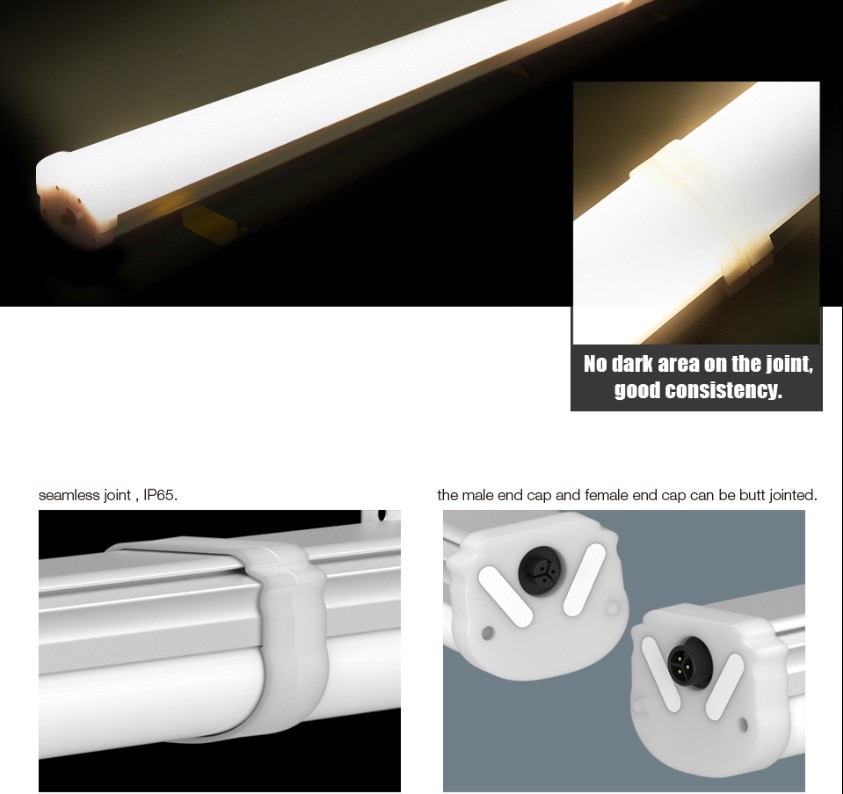 smd2835 seamless joint connection IP65 20W 40W 50w led tri-proof light fixture