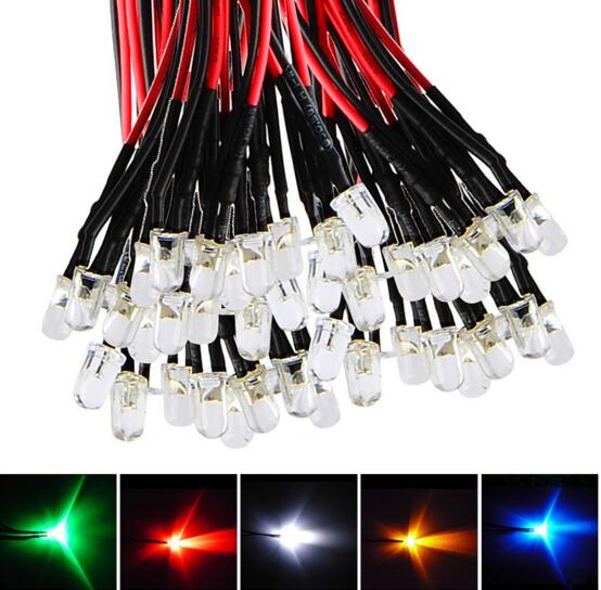 Pre Wired Bright White 3mm 5mm LED Light Lamp Bulb 20cm Prewired Light Emitting Diode