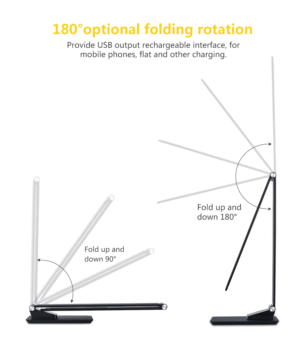 Touch-sensitive control dimmable foldable usb charging port led desk lamp with FCC CE RoHS certificates