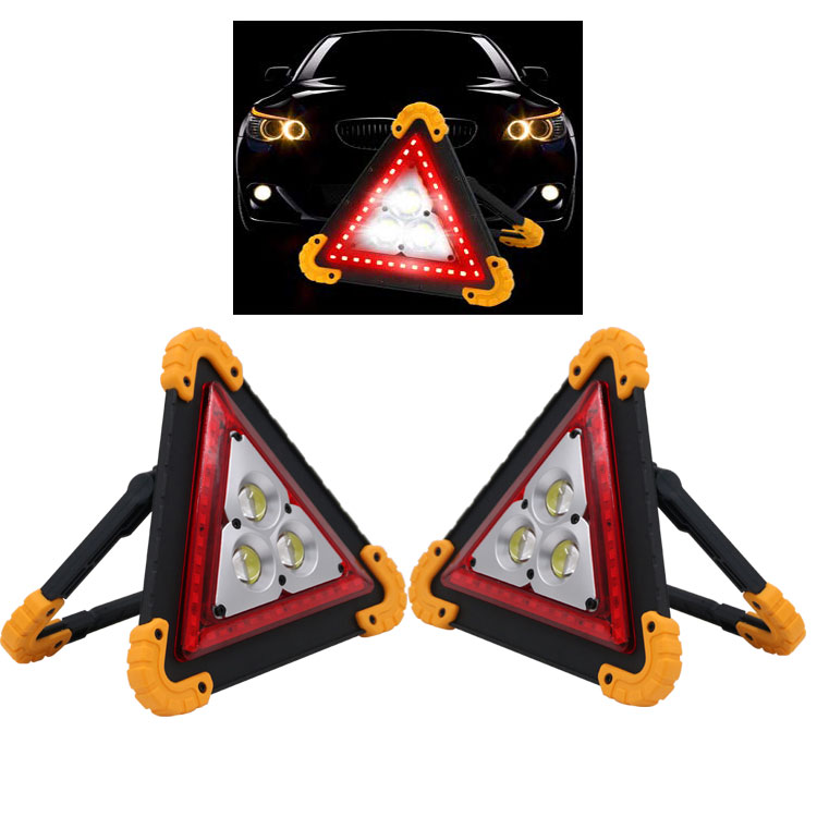 Portable Rechargeable Flashlight Cob led Inspection Work Light Flood  Hazard Car Warning Emergency Triangle Light