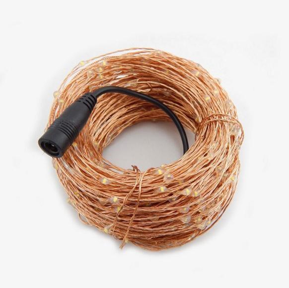 30Meters 300LEDs Warm White Outdoor Christmas Copper Wire LED String Light with Power Adaptor