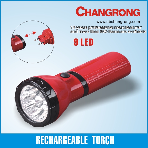 normal flashlight 9led rechargeable torch CR-9031A