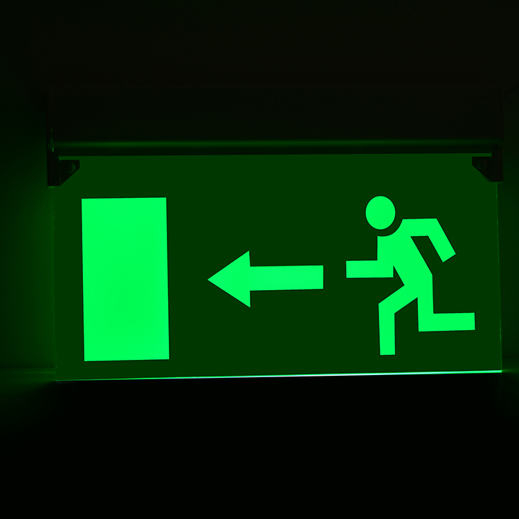 Acrylic single or double face green fireproof hotel emergency light led exit sign with battery