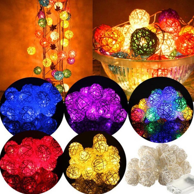 Colorful Rattan Balls LED String Lights Takraw Holiday Lights Lamp For Christmas Party Wedding Living Room Wholesale