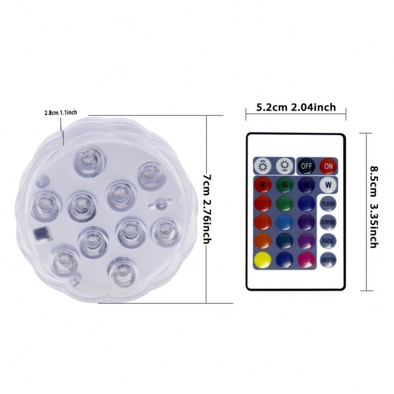 Underwater Wireless Remote Control Led Multi Color Multi Color Submersible 10LED Waterproof Party Lamp