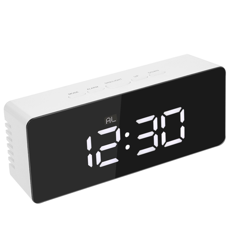 Multi-function Digital Mirror LED Alarm Clock Night Lights Thermometer Electronic Table Clock Rectangle Desk Clocks