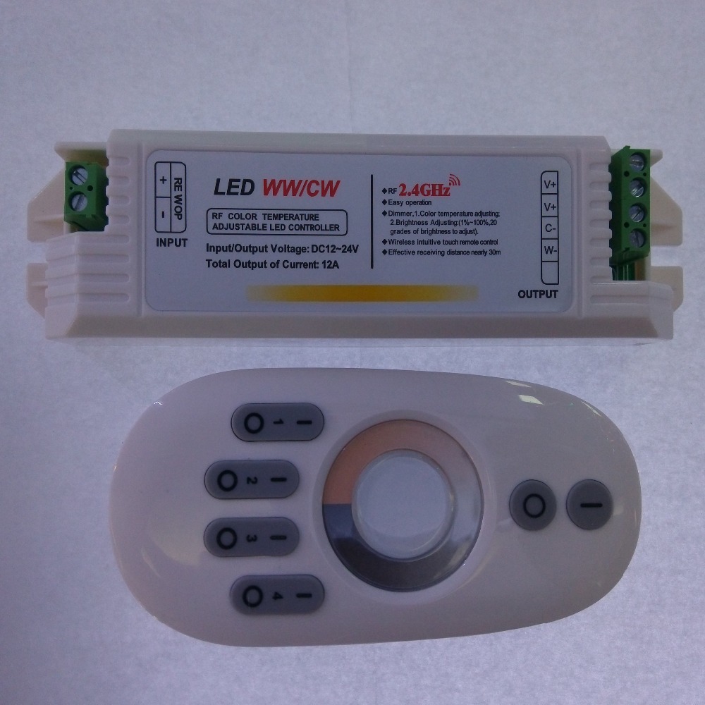 High quality 4 Zone 2.4G WW+CW adjustment color temperature controller 1PCS LED controller +4PCS CCT controller