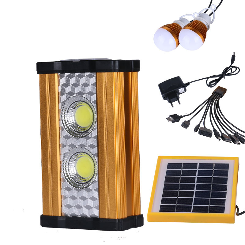 High power 10w solar aluminum lamp with USB charging interface automatic COB emergency light