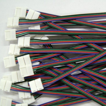 Free-soldering double-end 10mm 4 pin wire connector for led strip rgb 5050