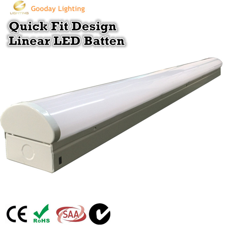 China professional ip65 vapor tight light DC input design 40w linear batten lighgt emergency and motion sensor led fitting light