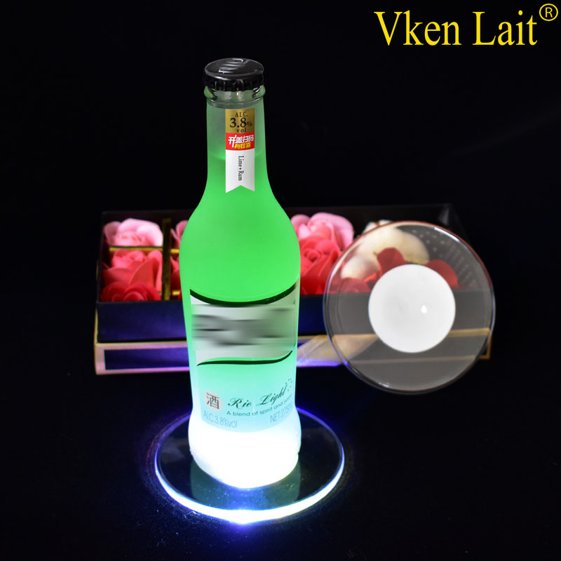 LED Coaster LED Bottle Light Stickers Glow Christmas Xmas Bar Club Party Vase Decoration LED Mini Light Drink Cup Mat