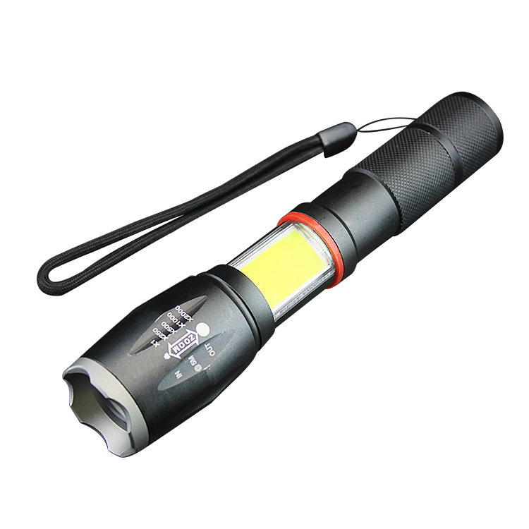 New Design 10W XML T6 Led Tail Magnet Torch , Hidden COB Design Flashlight , Rechargeable Zoomable Tactical Flashlight