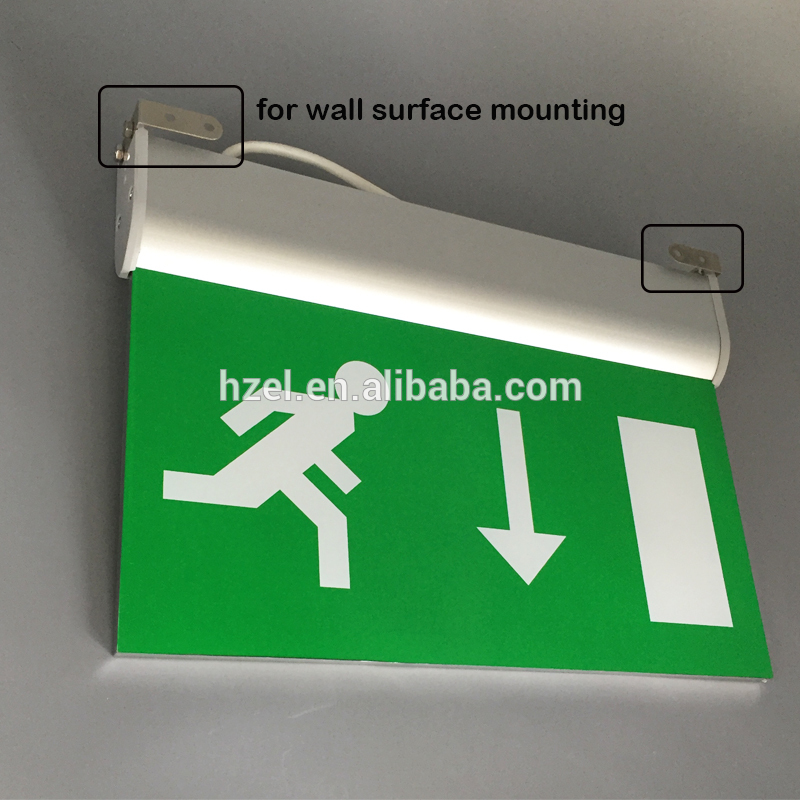 Wall mounted 3w hanging acrylic exit sign light led fire exit sign board