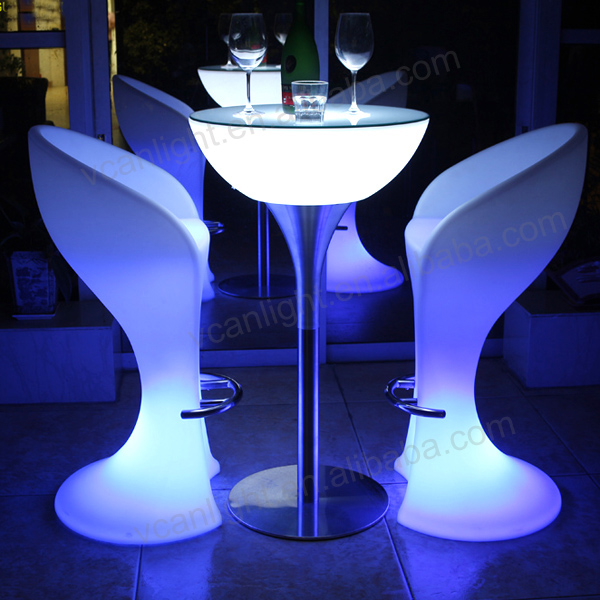 PE plastic waterproof rgb 16 colors led illuminated bar chair