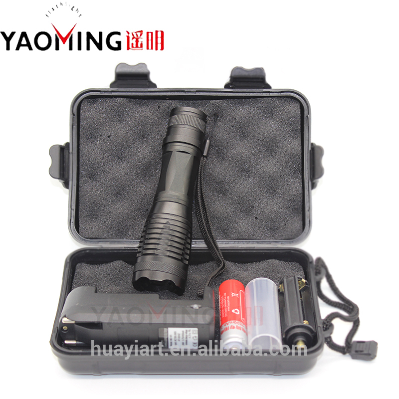 High Quality High Power Adjustable Focus Aluminium Alloy 3*AAA/1*18650 10w led Tactical Torch Flashlight