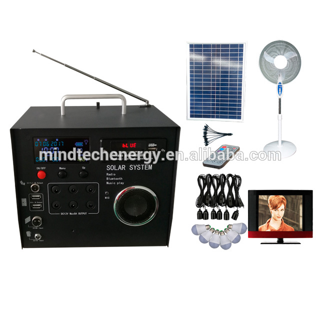 40W solar lighting system with LCD screen ,load tv and fan