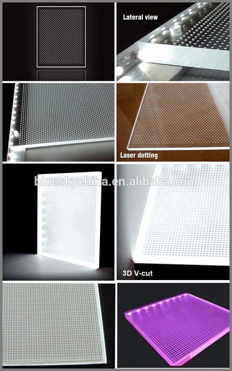 Factory! color LED Acrylic PMMA lgp laser engraving for display illuminating&led light box