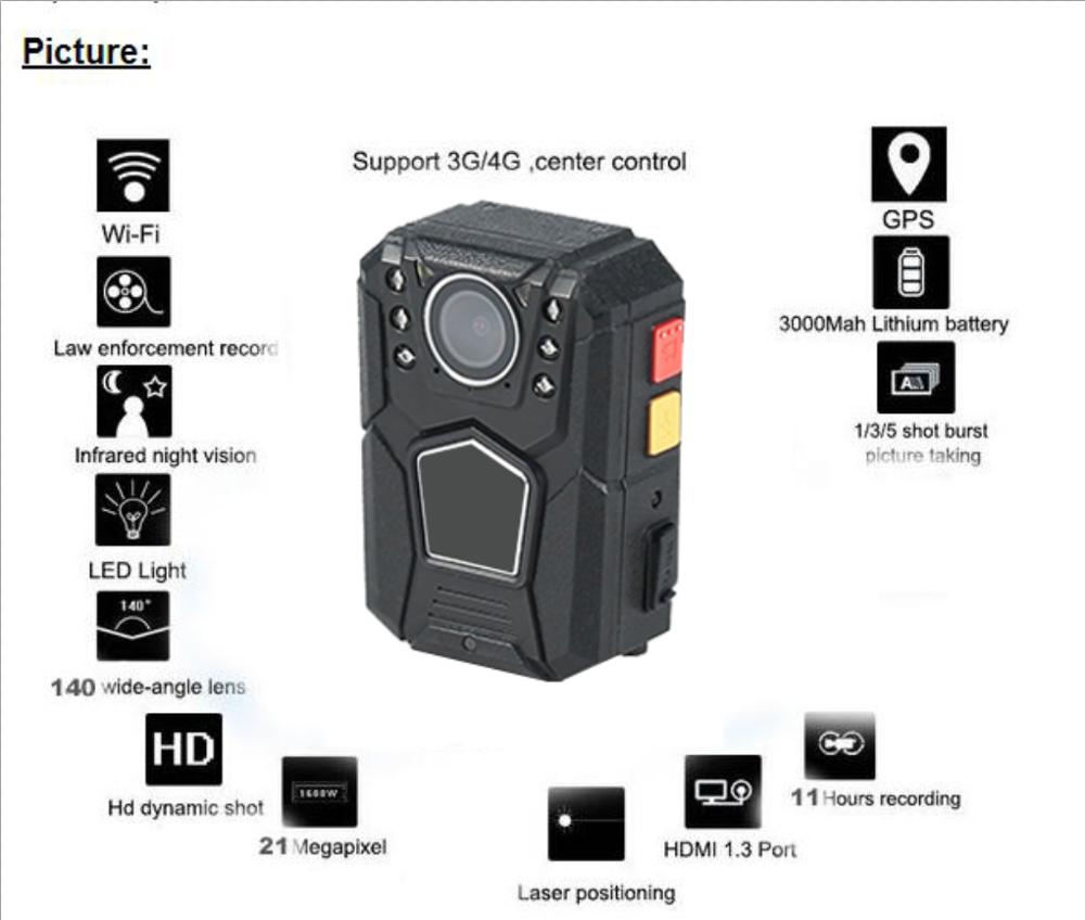 Senken Mini Law Enforcement Recording CCTV IP Wearable Digital Police Body Worn Camera with Night Vision Function