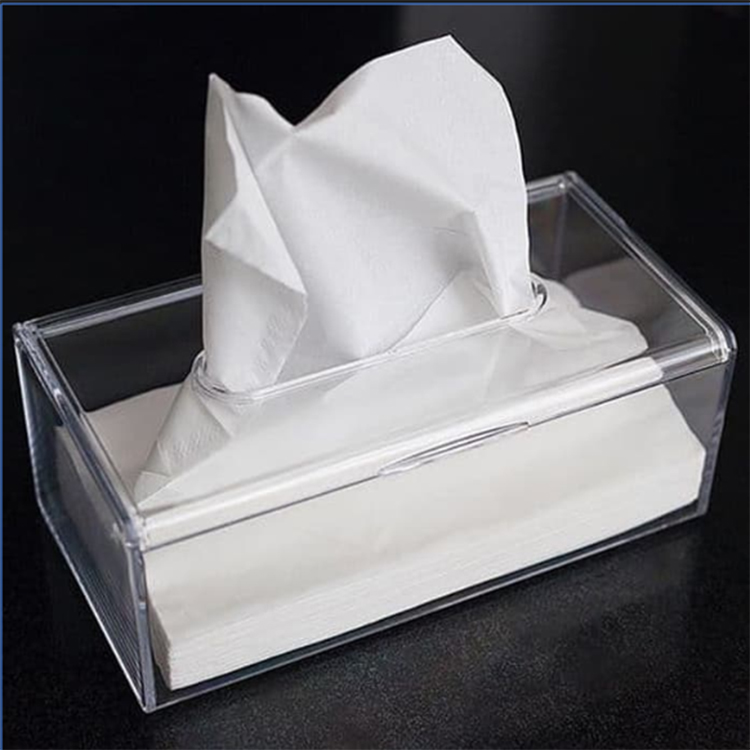 Custom desktop organic glass paper napkin box acrylic tissue holder for hotel suppliers