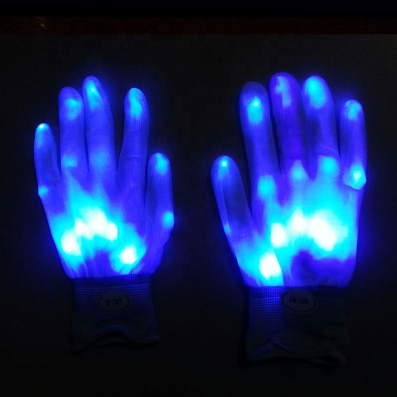 Wholesale Innovative Products 2019 Party Bar Show Accessories Nylon RGB Colorful Led Flashlight Magic Gloves