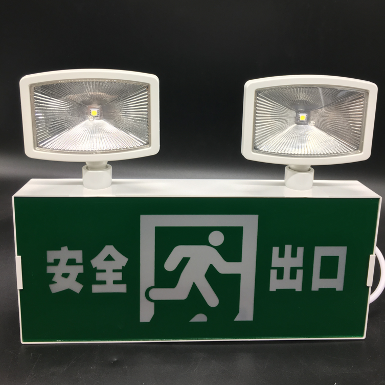 Top Lighting LED Green Exit Sign Emergency Light Combo with Battery Back-Up