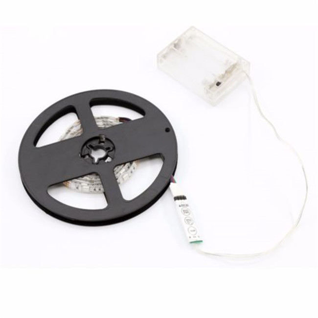 led tape remote controlled battery operated light rgb 5050 led strip with 4 AA battery pack