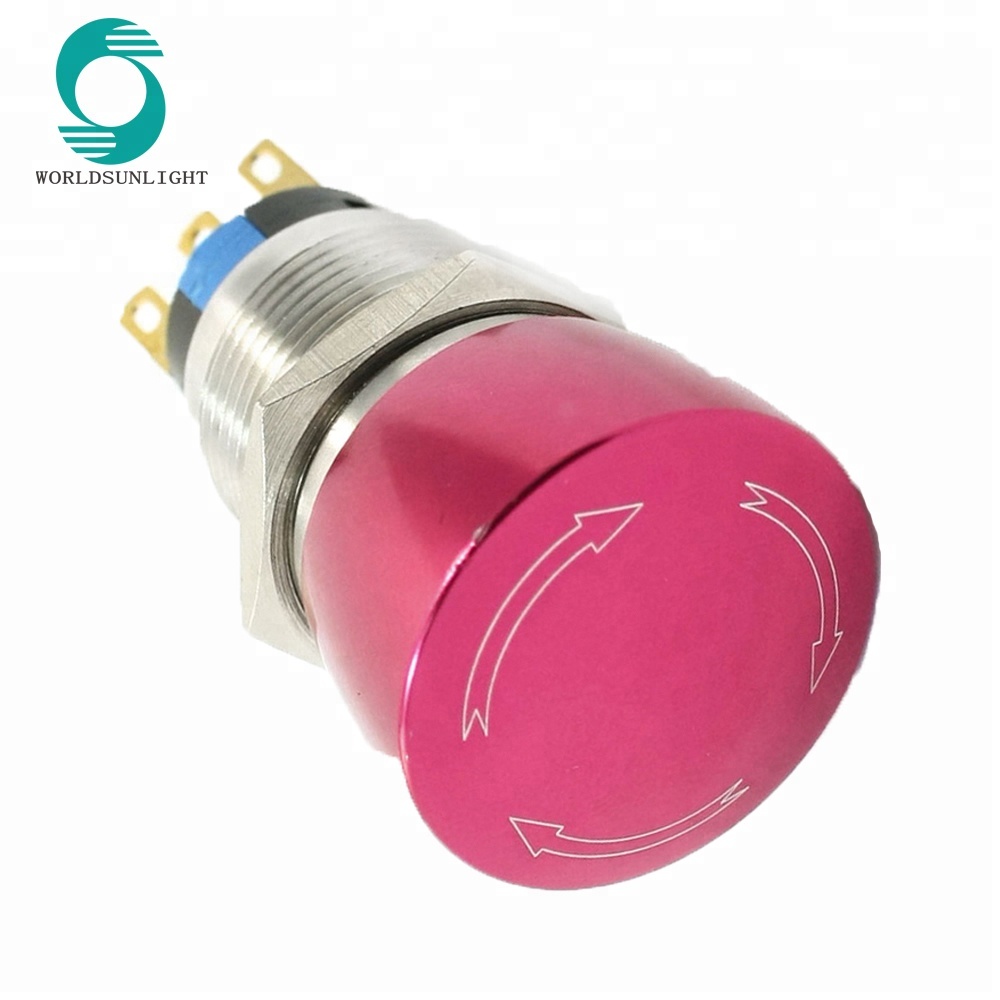 19mm AC 250V 5A 1NO 1NC Latching Emergency Stop Control pushbutton Push Button Switch