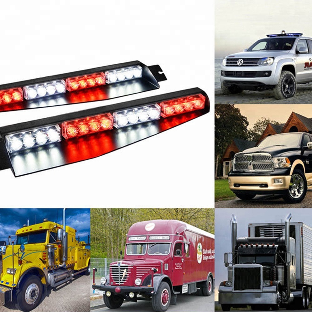 32 LED Car Warning Emergency Visor Mount Dash Strobe Light Bar 12V Red White