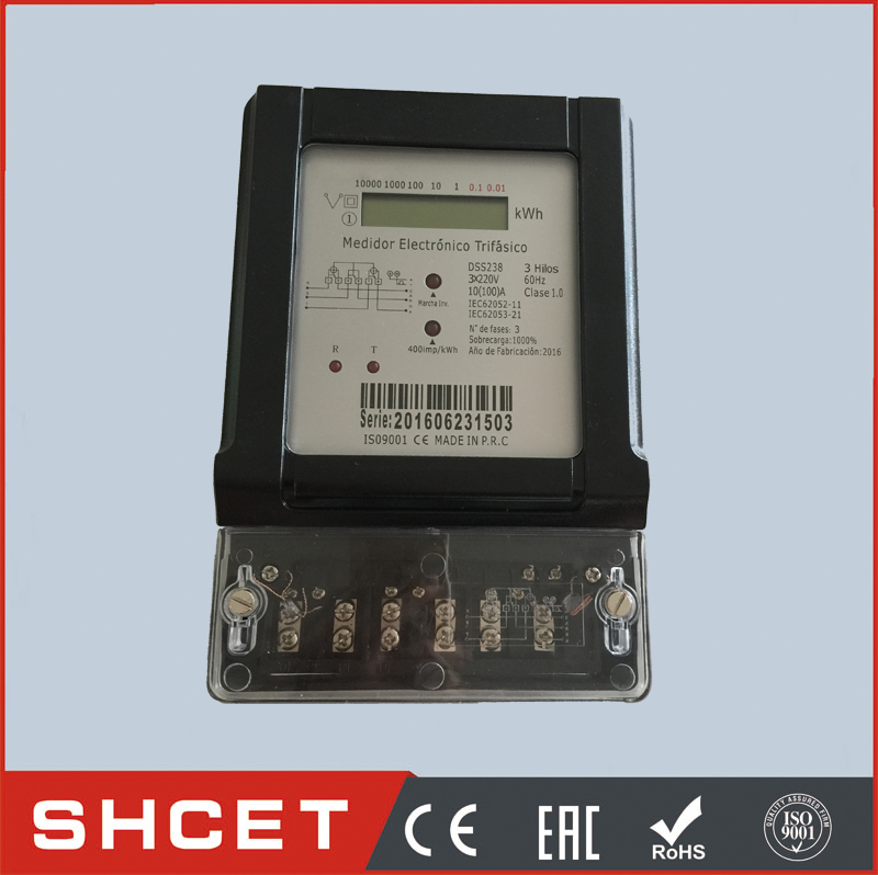 5+2 display single phase or three phases two wire electric energy meter kwh meter price