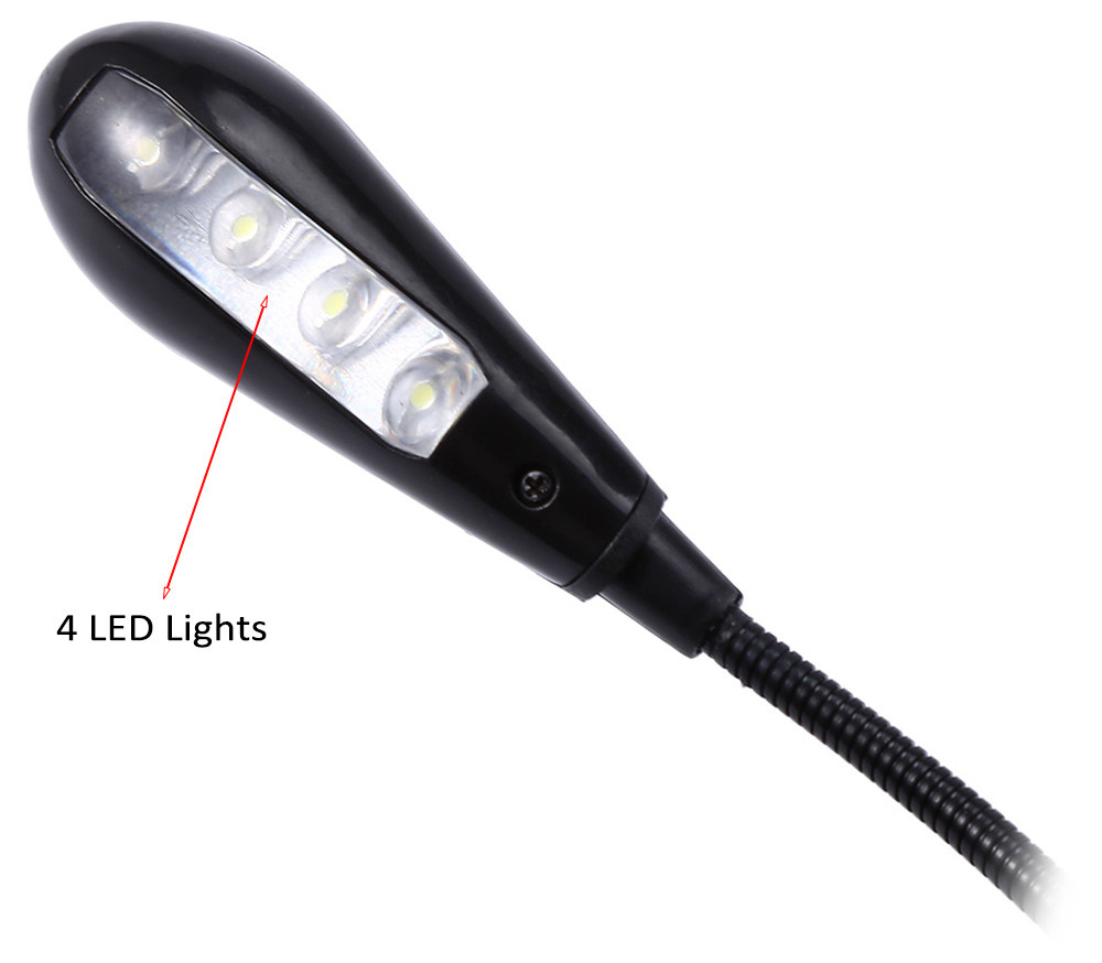 8 LEDs 4.5V 1.2W Rechargeable Flexible LED Lamp Eye Care Clip Light for Music Stand Book Reading