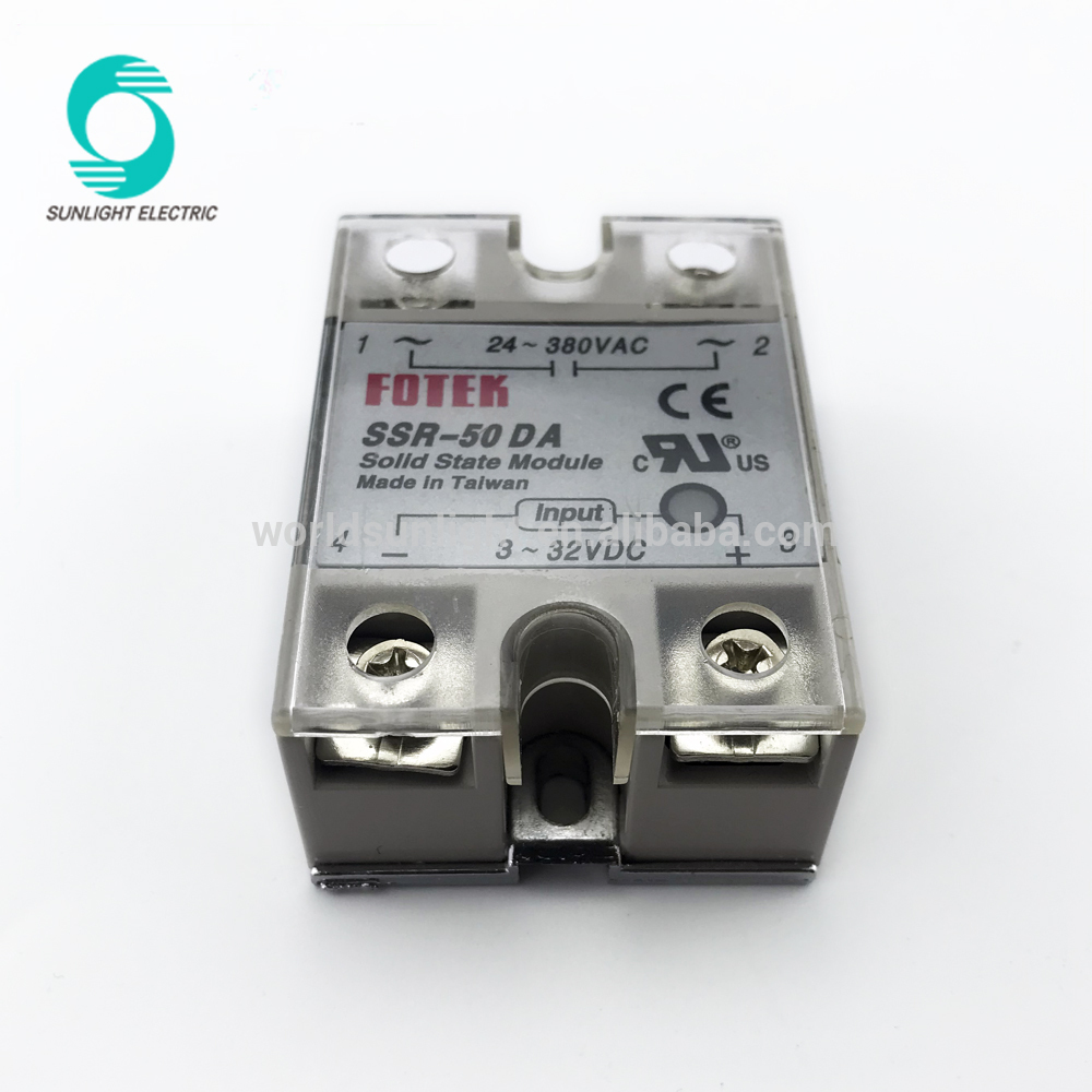 Fotek SSR-50DA 50amp 3-32VDC to 24-380VAC single phase dc-ac ssr solid state relay