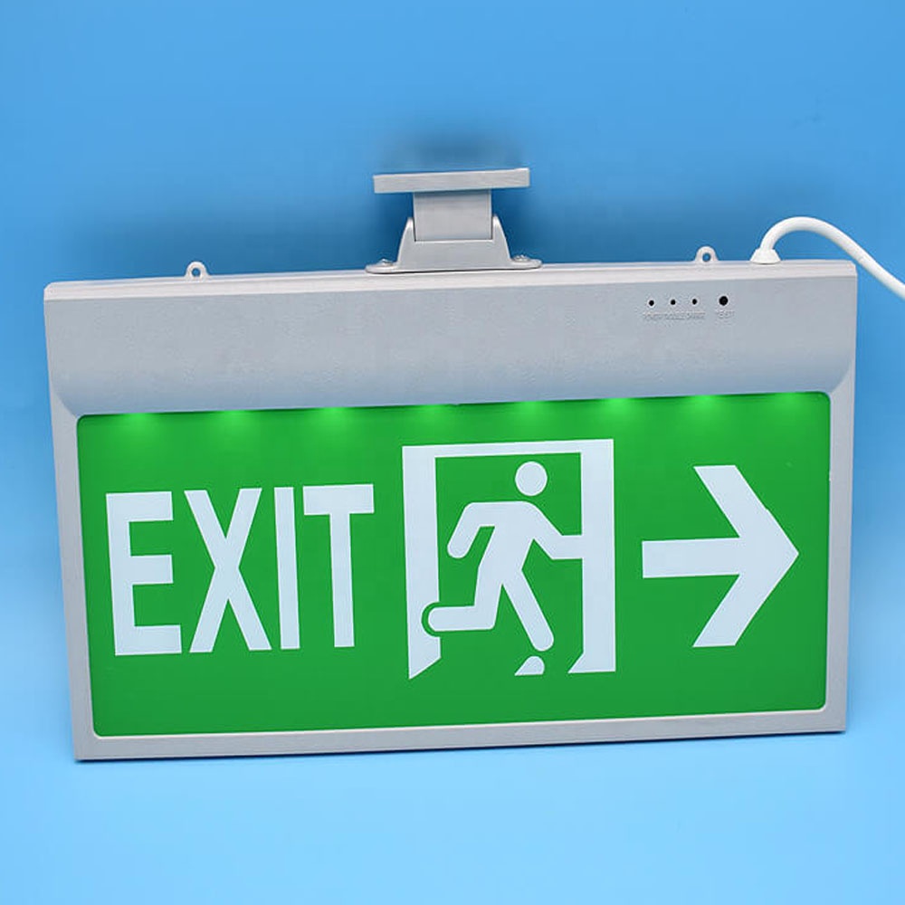 Hanging Led Emergency Exit Sign Light 5W Led Fire Exit Sign Battery Rechargeable