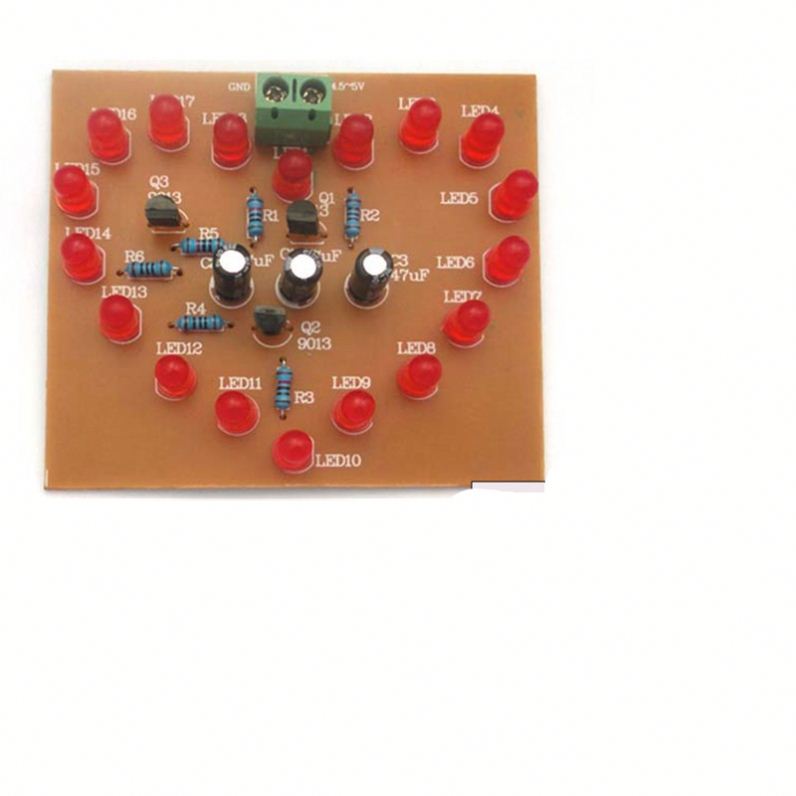 DIY Kit Heart-Shaped LED Flash Light Cycle Flashing Light Electronic Suit Heart-shaped Lamp DIY Electronic Circuit Board