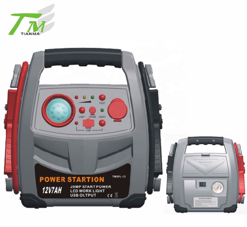 Portable jump starter with compressor 12v power station multi-functional cart jump starter