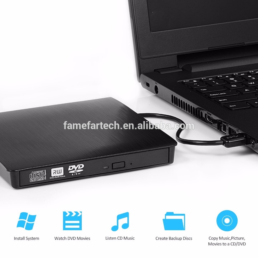 USB 3.0 External DVD/CD Drive Burner Slim Portable Driver dvd rw external optical drive For MacBook Notebook Desktop Laptop