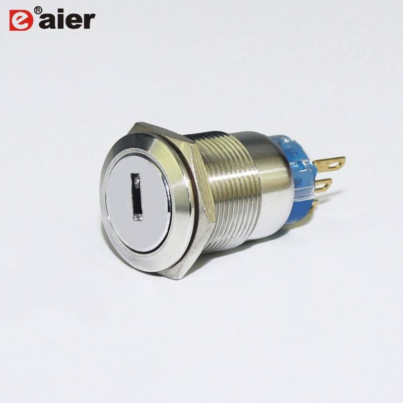 IP67 4A 19MM 3Pin ON-ON Metal Round Waterproof Electrical Key Switch
