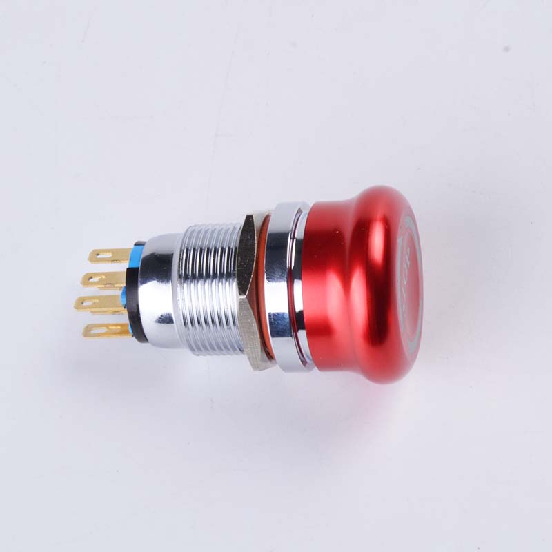 19mm Pattern 2NO 2NC Waterproof Stainless Steel mushroom Metal aluminum Latching Emergency STOP Push Button Switch Button Switch